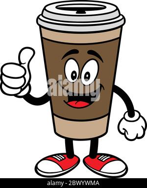 Coffee Cup Mascot with Thumbs Up - A cartoon illustration of a Coffee ...