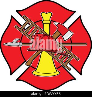 Firefighter Bugle Badge- An Illustration of a Firefighter Bugle Badge ...