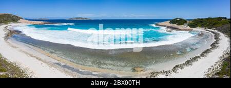 Aerial panoramic view of Salmon beach which is located in Esperance, Western Australia Stock Photo