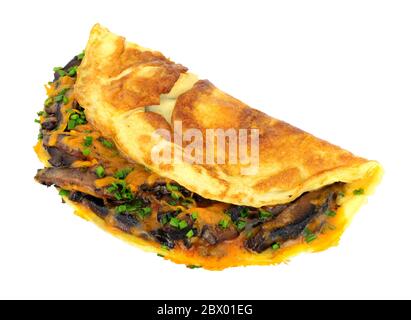 Mushroom and cheese omelette isolated on a white background Stock Photo