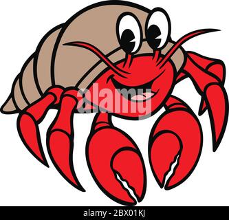 Hermit Crab- A Cartoon Illustration of a Hermit Crab. Stock Vector