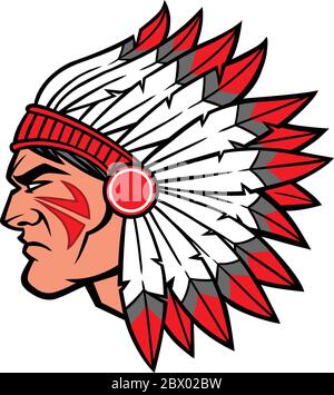 Indian Warrior Chief- An Illustration of an Indian Warrior Chief. Stock Vector