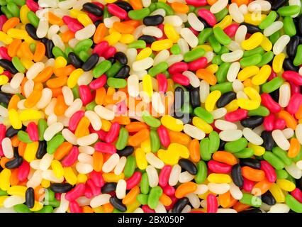 Colourful jelly bean shaped candy sweet background Stock Photo