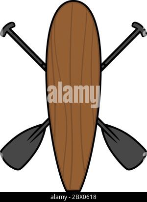 Paddle Board and Oars- An Illustration of a Paddle Board and Oars. Stock Vector