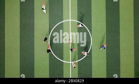 Beijing, China. 3rd June, 2020. Aerial photo taken on June 3, 2020 shows students playing volleyball on a playground in a primary school in Xiangtan, central China's Hunan Province. Credit: Chen Zeguo/Xinhua/Alamy Live News Stock Photo