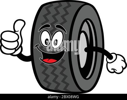 Tire With Thumbs Up- A Cartoon Illustration of a Tire with a Thumbs Up. Stock Vector