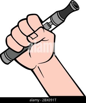 Vape Pen with Hand- An Illustration of a Vape Pen with Hand. Stock Vector
