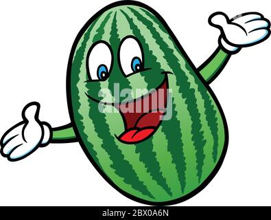 Watermelon cartoon, fresh fruit vector illustration, with different ...