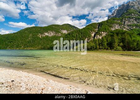 Panoramic view in a summer day of the  Predil lake, Friuli-Venezia Giulia region, Italy Stock Photo