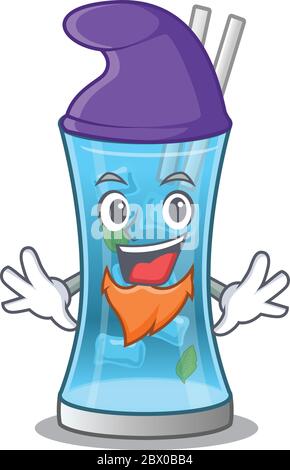 An adorable cartoon design of blue hawai cocktail as an Elf fairytale character Stock Vector