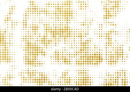 Abstract golden halftone texture. Grunge background of gold dots. Stock Photo