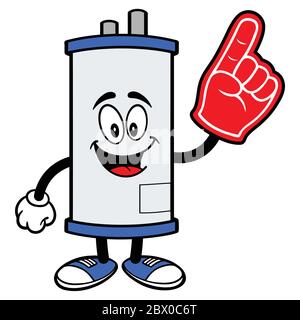 Water Heater with Foam Hand- An Illustration of a Water Heater with a Foam Hand. Stock Vector