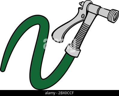 Water Spray Gun with Hose- An Illustration of a Water Spray Gun with Hose. Stock Vector