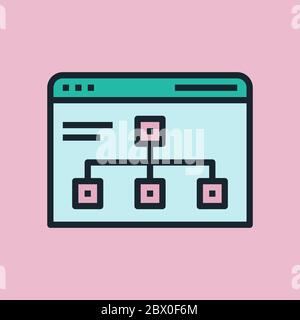Sitemap. Digital marketing concept illustration, flat design linear style banner. Usage for e-mail newsletters, headers, blog posts, print and more. Stock Vector