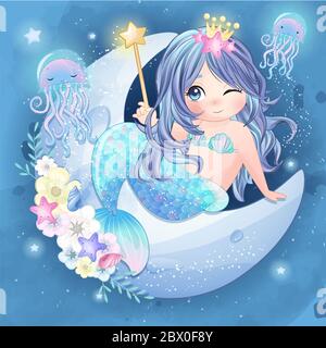 Download Cute and Colorful Kawaii Mermaid Wallpaper | Wallpapers.com
