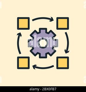 Workflow. Digital marketing concept illustration, flat design linear style banner. Usage for e-mail newsletters, headers, blog posts, print and more.  Stock Vector