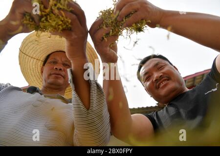 200604) -- XIUSHUI, June 4, 2020 (Xinhua) -- Photo taken on May 21, 2020  shows a poverty-alleviation resettlement community in Shangfeng Township of  Xiushui County, east China's Jiangxi Province. During China's 13th