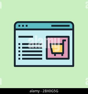 Online shopping. Digital marketing concept illustration, flat design linear style banner. Usage for e-mail newsletters, headers, blog posts, print Stock Vector