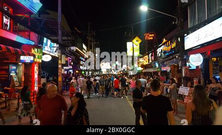 Tourists Waling On Bangla Road Walking Street At Night, Patong Phuket, Thailnad 17/11/2019 Stock Photo