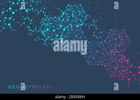 Hexagonal abstract background. Big Data Visualization. Global network connection. Stock Vector