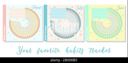 Habit tracker is empty. Bullet magazine template. Monthly planner. Vector illustration. Organizer for printing, diary, planner for important purposes Stock Vector