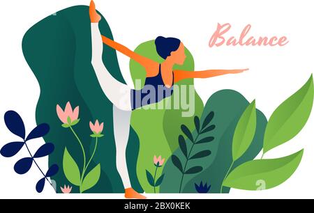 Woman practicing yoga exercise Stock Vector