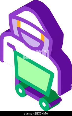 Shopping Cart Thief isometric icon vector illustration Stock Vector