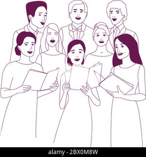 Choir, ensemble on the stage Stock Vector