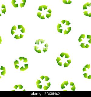 Recycling symbol of ecologically pure funds. Set of arrows. Green vector collection. Seamless pattern background. Stock Vector