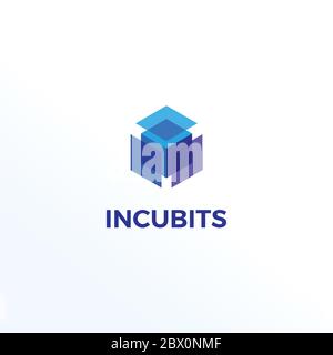 Abstract Cube Shape Logo Design Template Stock Vector