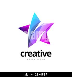 Vibrant Colorful Creative Star Logo Design Stock Vector