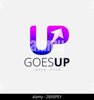 Purple Up Arrow Trendy Logo Design Stock Vector