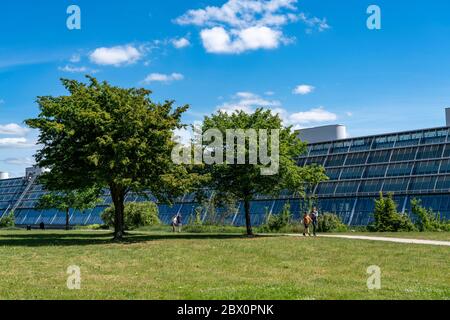 IBA project Rheinelbe Science Park, 300-metre long glass arcade, Gelsenkirchen, Germany Stock Photo