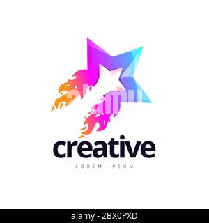 Vibrant Creative Star Fire Logo Design Stock Vector