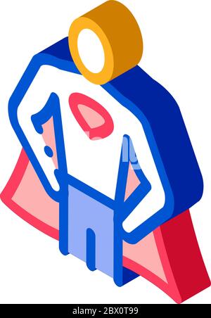 Superman Full Growth isometric icon vector illustration Stock Vector