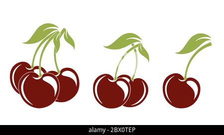 Red Cherry collection vector EPS drawing Stock Vector