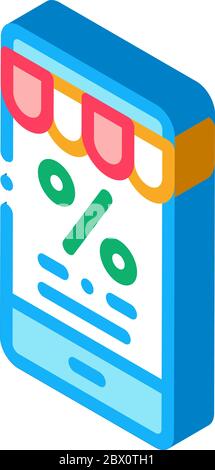 Phone Percent Message isometric icon vector illustration Stock Vector