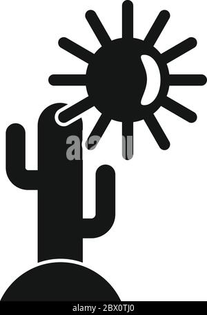 Desert sun cactus icon. Simple illustration of desert sun cactus vector icon for web design isolated on white background Stock Vector