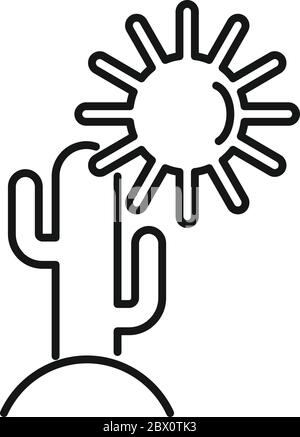 Desert sun cactus icon. Outline desert sun cactus vector icon for web design isolated on white background Stock Vector
