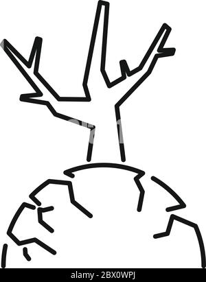 Tree drought icon. Outline tree drought vector icon for web design isolated on white background Stock Vector