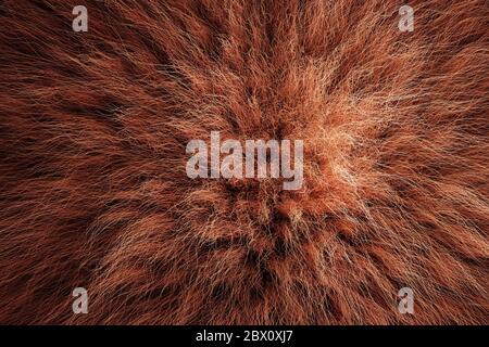 3D render of shaggy carpet with wool material for backgrounds texture, close up of soft attractive brown and fluffy Stock Photo