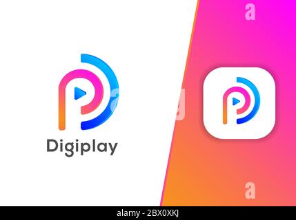 Digital Play Media Internet Technology Logo Design Stock Vector