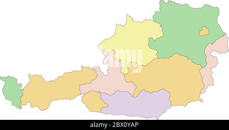 Austria - Highly detailed editable political map. Stock Vector