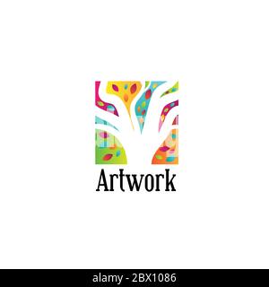 Square art painting work logo design Stock Vector