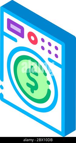 Money Laundering Washing Machine isometric icon vector illustration Stock Vector
