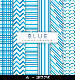 Blue Line Seamless Vector Patterns Stock Vector