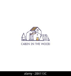 Simple Modern Cabin Wood House Logo Design Stock Vector