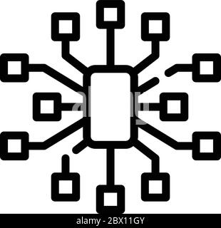 Communications engineer scheme city icon, outline style Stock Vector
