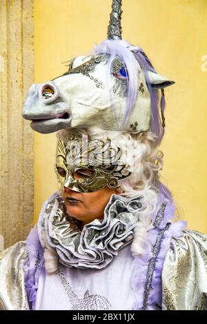 White Unicorn Carnival Mask, Venice (Italy Stock Photo - Alamy