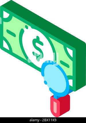 Currency Difference Search isometric icon vector illustration Stock Vector